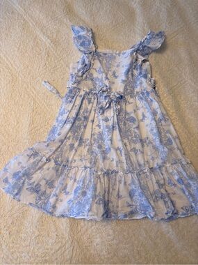Bonnie Jean Blue and White Floral Dress size 10.